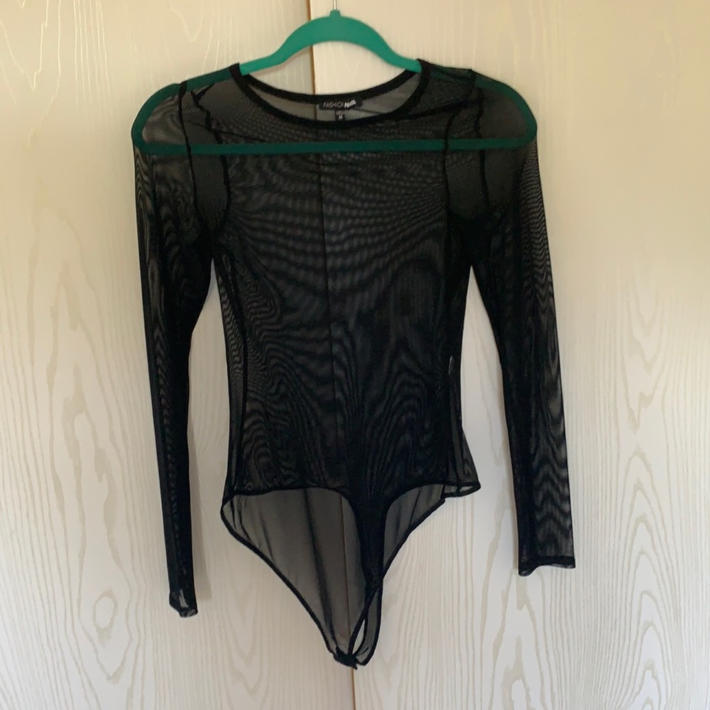 Fashion Nova Black mesh bodysuit